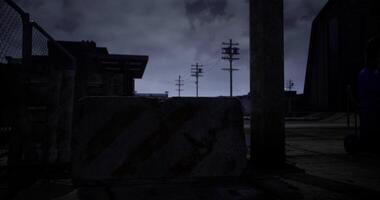 CGI Urban landscape illuminated by streetlights in a dark evening sky video