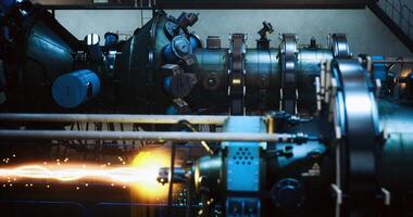 CGI Industrial machine producing energy during a test in a laboratory environment video