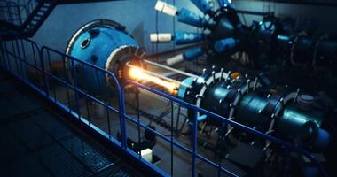 CGI Advanced tech in a large factory during an experimental process video