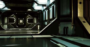 CGI Futuristic corridor with sleek design and ambient lighting at a space facility video