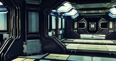 CGI Futuristic corridor in a high tech facility with illuminated walls and floors video