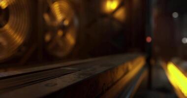 CGI Industrial interior highlighting ventilation fans and illuminated surface video