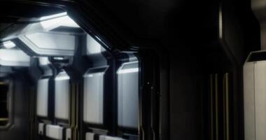 CGI Futuristic corridor with sleek design in a space station at night video
