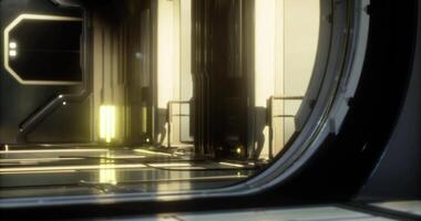 CGI Futuristic corridor with glowing lights in a sci fi setting video