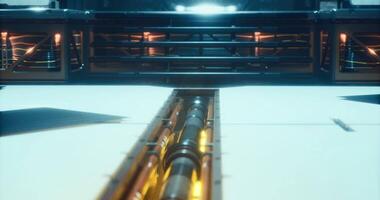 CGI Industrial machinery with glowing components in a modern facility video