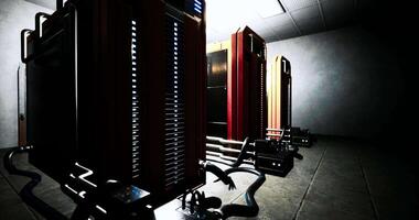 CGI Advanced cooling systems in a technology workshop during evening hours video