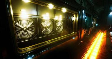CGI Industrial ventilation system in a dimly lit underground setting video