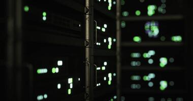 CGI Data center with illuminated servers showcasing technology and connections video