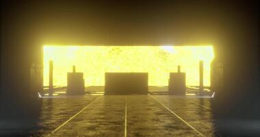 CGI Bright light illuminates dark tunnel with a mysterious backdrop video