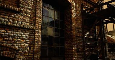 CGI Exploring an abandoned industrial building with weathered brick walls video