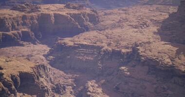 CGI Panoramic view of rocky canyon landscape under blue sky during daylight video