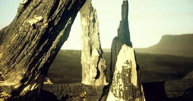 CGI Unique geological formations in a barren landscape during sunset hours video