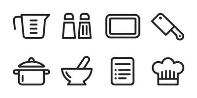 Minimalistic kitchen utensils and culinary icons vector