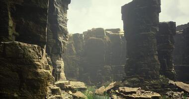 CGI Majestic rock formations illuminated by soft light in a natural landscape video