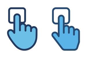 Two Blue Hand Cursor Icons Clicking Square Buttons vector