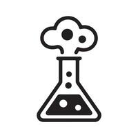 Black and White Erlenmeyer Flask Icon Bubbles Reaction vector