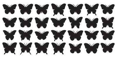 Silhouettes of black butterflies arranged in a repeated pattern on white background vector