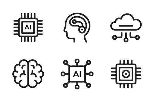 artificial inteligencia y tecnología íconos conjunto para descargar vector