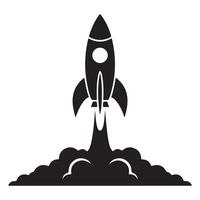 Black and White Rocket Silhouette Launching spaceship vector