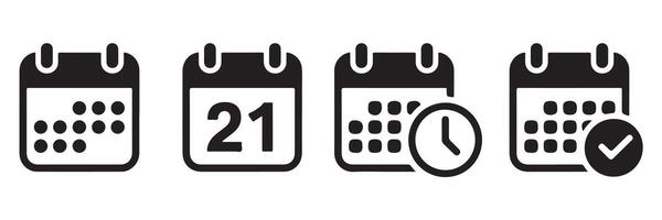 Four Black Calendar Icons Schedule Date Time Appointment vector