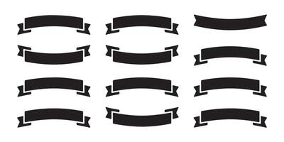 Twelve Black Ribbon Banners Collection Simple Design Elements vector