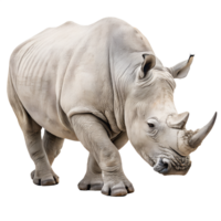White Rhinoceros walking. isolated on transparent background png