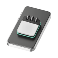 A 3D-style icon of a daily budget reminder icon with mobile alert, dollar symbol, and calendar, Black and silver theme png