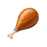 3D icon, A roasted turkey drumstick, isolated on a transparent background png