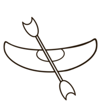 Cartoon kayak coloring line with paddle on transparent background png