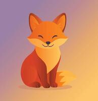 A cartoon fox sitting on a yellow background vector