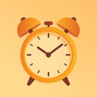 An orange alarm clock on a yellow background vector