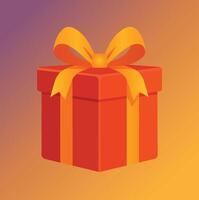 A red gift box with a yellow ribbon on it vector