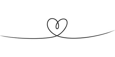 Black Single Line Heart Shape Drawing Minimalist Design vector