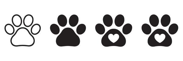Four paw prints with different sizes and shapes vector