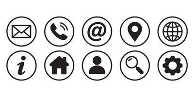 Ten Black and White Circular Web Icons Set internet icons vector
