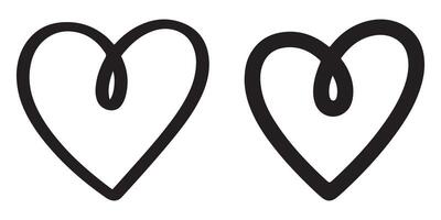 Two Black Intertwined Heart Shapes Simple Line Art vector