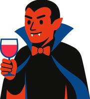 Vampire with a cape holding a glass of red juice vector