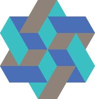 a blue and gray hexagon with a star in the middle vector