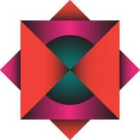 Abstract geometric design in red and teal vector