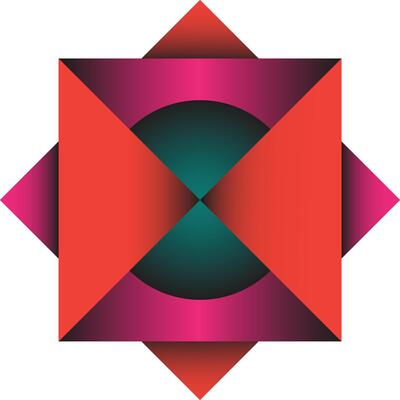 Abstract geometric design in red and teal