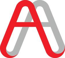 Abstract red and gray interlocking a logo design vector