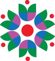 Vibrant geometric floral design in colorful abstract style vector