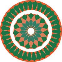 Geometric mandala design green orange abstract art vector