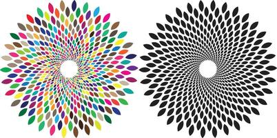 Leaf spiral designs colorful and monochrome vector