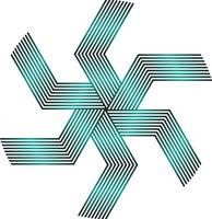 Teal and black striped starburst abstract design vector