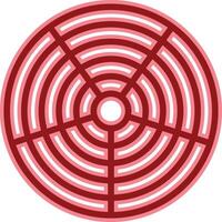 a red circular maze with a white background vector