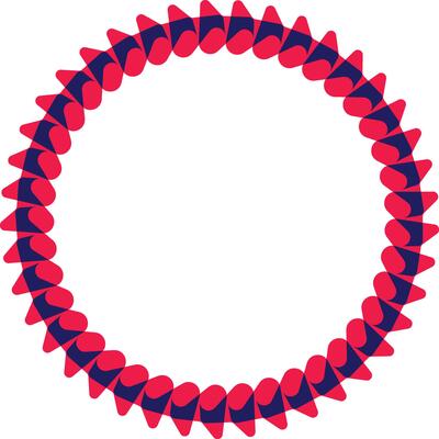Abstract circular frame design in red and blue