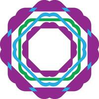 a purple and green hexagon with a blue and green border vector