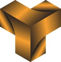 Abstract gold geometric 3d shape design vector