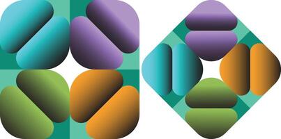 Teal and purple abstract geometric shapes design vector